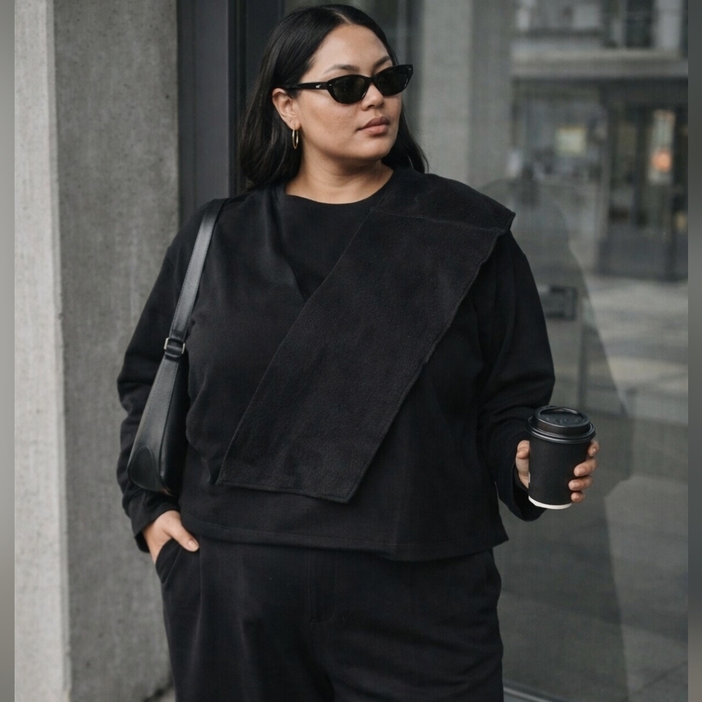 Girlfriend Collective Asymmetrical Sweatshirt – Black – 3X – NWT – Sustainable